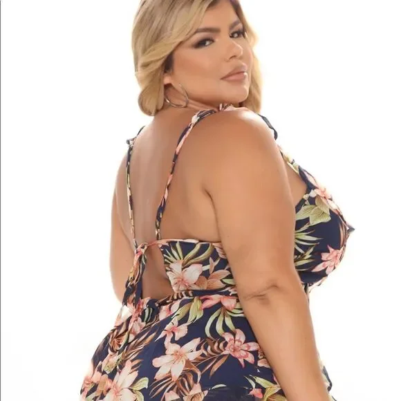 NWT Fashion Nova Paradise Feels Ruffle Mini Dress - Size 3X - Picture 3 of 16